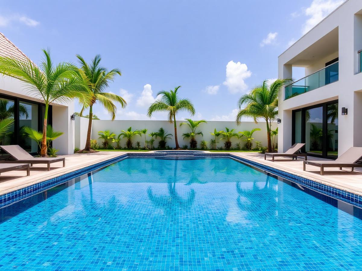 Piscina residencial com revestimento premium